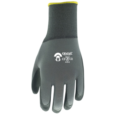 Cestus Nitrile Coated Gloves, Nitrile, Micro-Finish, Palm and Fingers, 4 Abrasion Level, Black, L 1 PR C11-L